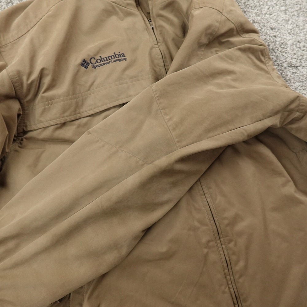 VTG Columbia Jacket Mens XL Brown Fleece Lined Windbreaker Bomber Zip Coat Hike - Picture 7 of 15